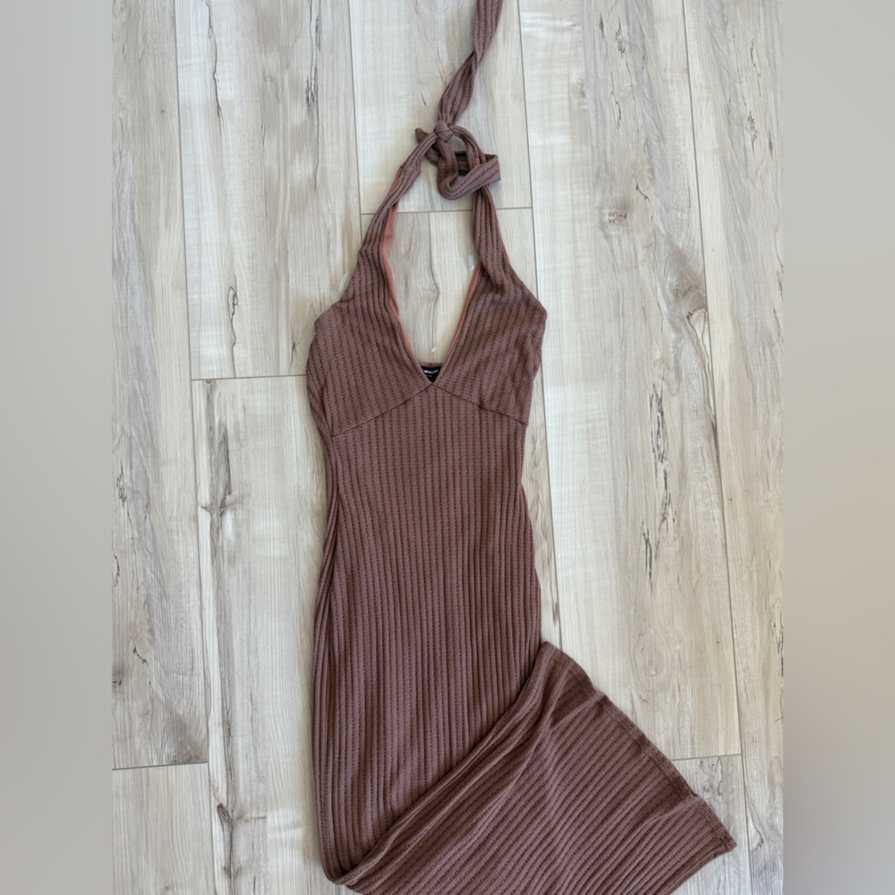 See You Monday Backless Brown Dress